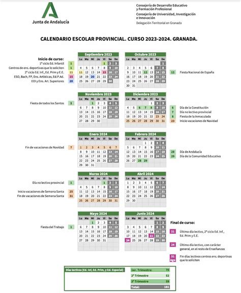 calendario escolar granada 2023 2024